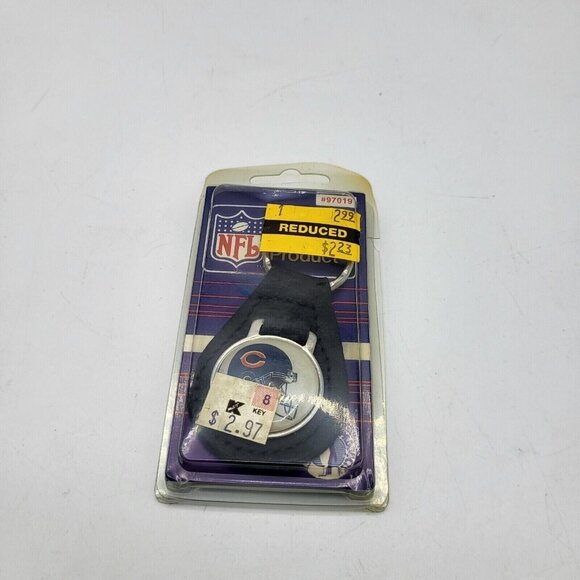Vintage 90's CHICAGO BEARS NFL‎ Key Ring keychain LEATHER KEY FOB - Picture 1 of 3